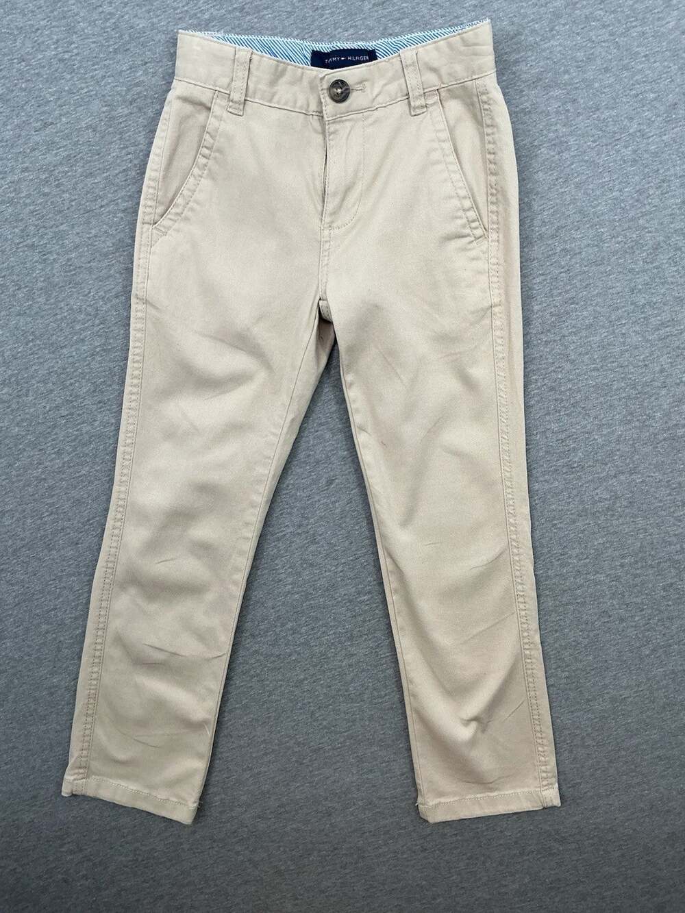 Tommy Hilfiger Boys Size 7 Beige Khaki Chino Pants Adjustable Waist